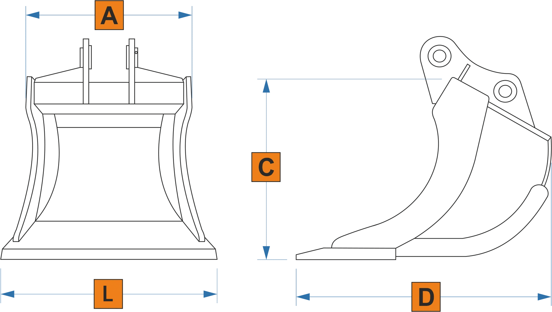 Tilting grading bucket